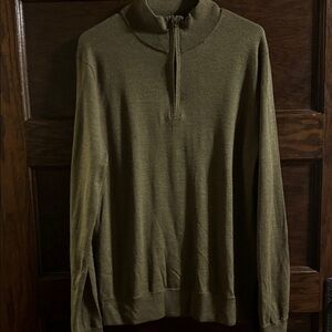 J. Crew Men's Zip Up Sweater in Forest Green, Size L, Merino Wool